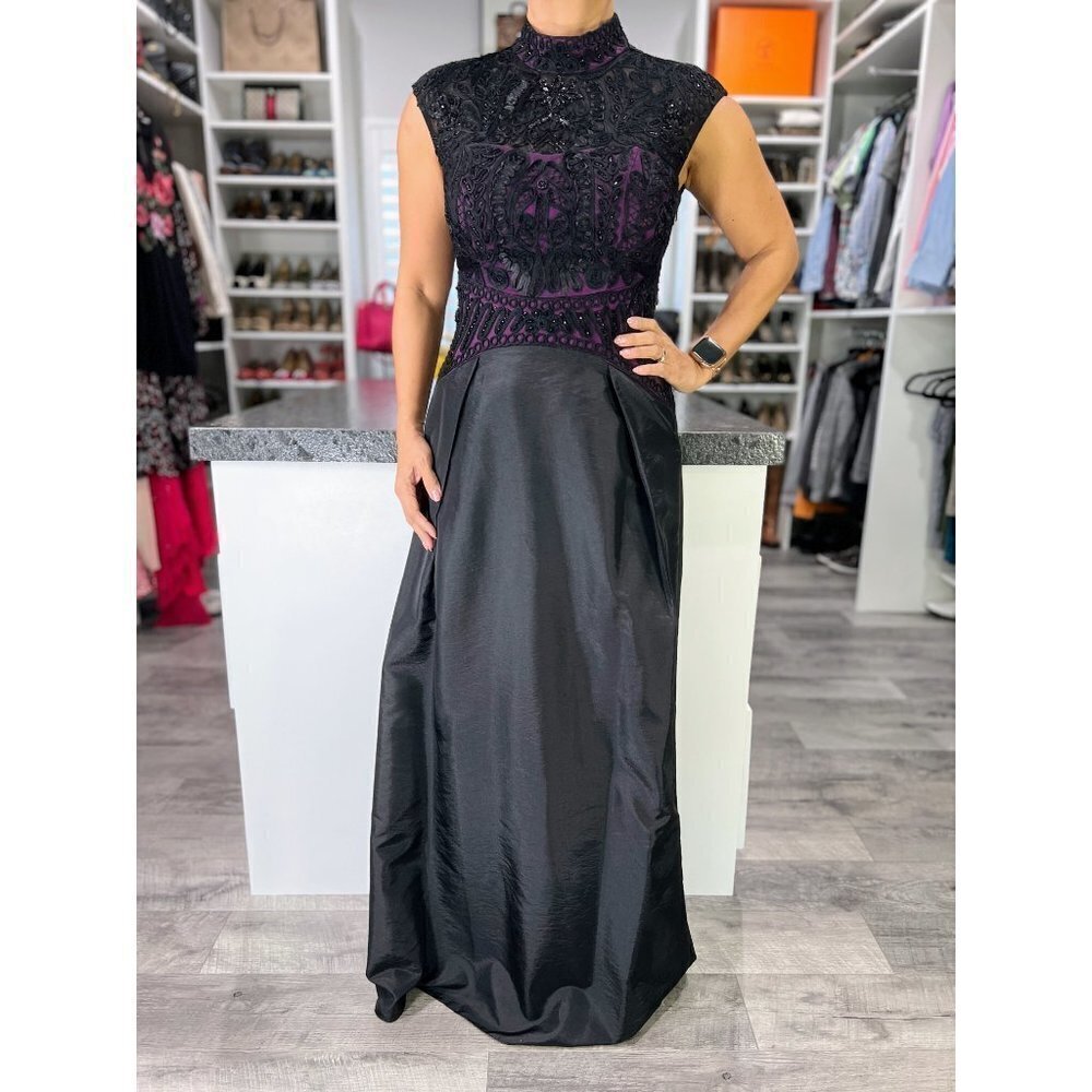 Rare NWT Sue Wong Purple Black Lace Formal Gown $495 - Picture 4 of 15